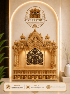 Custom-Made South Indian Swaminarayan BAPS Wooden Temple Unit Traditional Hand-Carved Solid Wood <b>Mandir</b> For Home Poja Ghar USA - Product Image 3