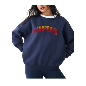 Pull à col rond tendance 2025 Anti-boulochage Sweat-shirt d'hiver pour femme Uni Surdimensionné 100% coton polaire Respirant - Product Image 1