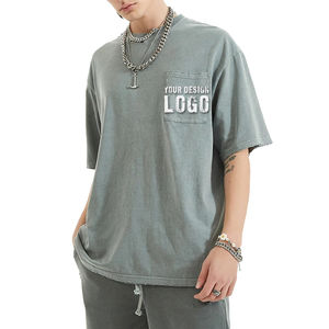 T-shirts pour hommes en coton 100% avec logo personnalisé, col ras du cou, effet batik, délavés, de haute qualité, coupe ample et respirante - Product Image 1