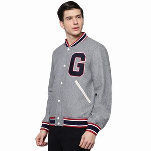 Chaquetas a prueba de viento para hombre, ropa informal de lana de Color gris, de invierno, universidad, con logotipo privado - Product Image 4