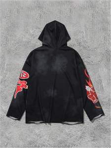 Sudaderas con capucha gráficas rasgadas para hombre Y2k Jersey con capucha de manga larga Sudaderas Streetwear 100% Poliéster - Product Image 2