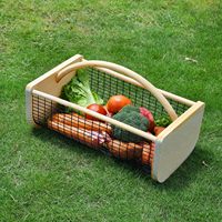 Nieuwste design grote ronde houten boerderijstijl eco-vriendelijke multifunctionele opbergmand voor fruit, groenten en bloemen
