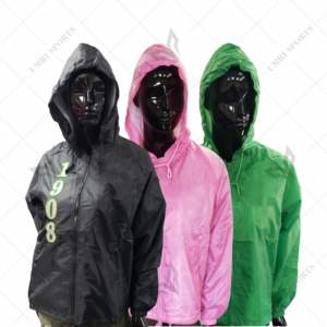 Cortavientos con capucha y cremallera AKA personalizado 100% poliéster cortavientos ligero para hombres y mujeres 1903 cortavientos rosa y verde - Product Image 1