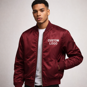 Chaqueta de Satén Lisa al por Mayor |   Logotipo Impreso Personalizado |   Chaqueta Bomber Estilo Urbano, Servicio OEM Disponible - Product Image 1