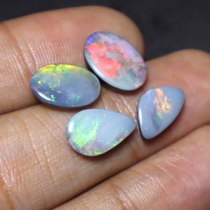 Opale Doublette Naturelle d'Australie Cabochon Opale Doublette Multi-Feu pour la Fabrication de Bijoux Haute Qualité 11x6mm-12x9mm Formes Mixtes 10 - Product Image 4