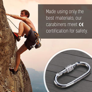 Mousqueton ovale en acier de résistance industrielle UIAA classé CE 25kN/5620LB à verrouillage hélicoïdal robuste pour cordes de gréement - Product Image 6