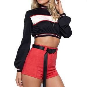 High Quality Cotton High Waist Joggers Fashion Casual Sports Wear Sweatshirt Crop Tops <b>Hoodie</b> Custom <b>Women</b> <b>Red</b> Stylish Hoodies - Product Image 5