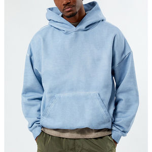 Sudadera con capucha y cremallera para hombre, estilo vintage, lavado desgastado, oversize, 400GSM, forro polar grueso, 100% algodón, secado rápido - Product Image 5