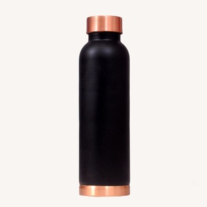 Matte <b>Grey</b> & Copper Water Bottle With Elegant Smooth Finish For Modern Everyday Hydration - Product Image 3