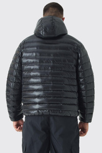 Doudoune à capuche de grande taille de haute qualité en noir, coupe-vent en duvet, vestes d'hiver à bulles personnalisées en polyester pour hommes - Product Image 2