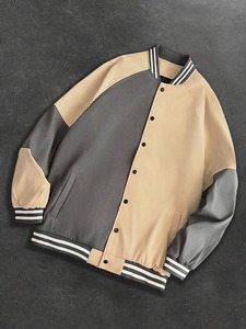 แจ็กเก็ตเบสบอลวิทยาลัยแบบคัลเลอร์บล็อกสำหรับผู้ชายเสื้อนอกสไตล์ตัวแทนมหาวิทยาลัยมีลายทางขอบแต่งโลโก้ได้ตามต้องการเสื้อผ้าแนวสตรีทแฟชั่นฤดูหนาว - Product Image 6