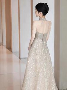 Vestidos de Noche Clásicos de Lujo con Escote Halter, Espalda con Cordones de Cristal, Antiestáticos, Largos hasta el Suelo para Mujer - Product Image 2