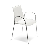 Fauteuil de restaurant empilable avec cadre en métal chromé et revêtement rembourré