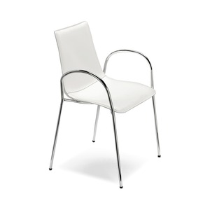 Chrome Metal Frame Upholstered Stacking Restaurant <b>Armchair</b> - Product Image 3