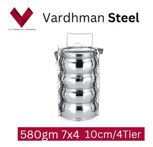 กล่องข้าวสแตนเลส 4 ช่อง สไตล์อินเดีย สำหรับใส่อาหารกลางวัน กล่องเบนโตะ เหมาะสำหรับโรงเรียน ขนาด 7x4 นิ้ว วัสดุเกรดอาหาร ลดราคาพิเศษ - Product Image 4