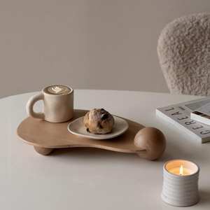 Bandeja redonda personalizable de madera de acacia diseñada para servir cocina, hogar u hotel, vajilla de estilo clásico para fiesta o ser de comida - Product Image 4