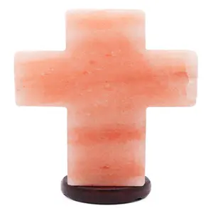 핑크 히말라야 암염 크리스탈 조각 고품질 도매 디자인 사용자 정의 십자가 모양 램프