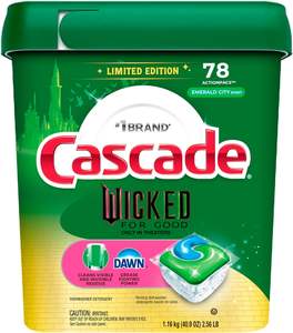 Cápsulas de detergente para lavavajillas Cascade "Wicked For Good" Edición Limitada, detergente para lavavajillas, jabón para lavavajillas, Emerald City, 78 unidades - Product Image 1