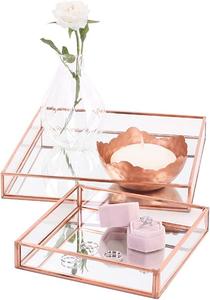 Top Quality Hot Selling Glass Tray Rose Gold Glass <b>Mirrored</b> Tray At Wholesale Prices Directly From Experienced Manufacturers - Product Image 2