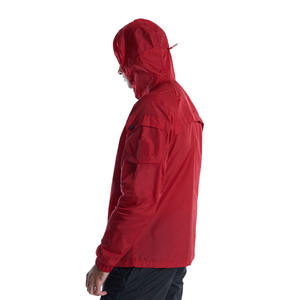 Veste coupe-vent surdimensionnée à fermeture éclair en nylon polyester mélangé rouge pour hommes de haute qualité fabriquée en usine avec capuche en toile - Product Image 3