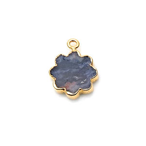 จี้พลอยแบนรูปดอกไม้สีเงิน925แบบทำมือจี้เครื่องประดับ - Product Image 1