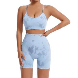 2025 mejor calidad Premium moda Color sólido señora traje de dos piezas mujeres ropa activa sujetador Top y conjunto de mallas ajustadas para yoga - Product Image 5