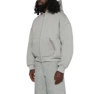100% algodón en blanco 500GSM Boxy Hoodie grueso peso pesado de gran tamaño hombres logotipo personalizado sudaderas con capucha de lana - Product Image 5
