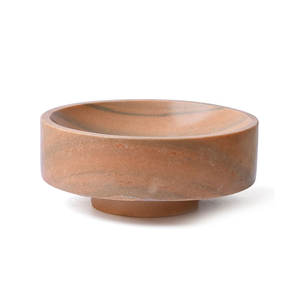 Recipiente redondo de mármol rojo de alta calidad hecho a mano para servir utensilios de cocina, cuenco de mármol rojo para decoraciones de cocina - Product Image 1