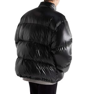 Veste d'hiver matelassée en duvet 100% écologique imperméable de haute qualité, épaisse, noire, brillante, grande taille, décontractée, fermeture éclair, pour homme - Product Image 3