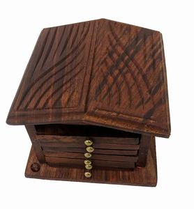 ชุดที่รองแก้วกระท่อมทำจากไม้ธรรมชาติทำด้วยมือพร้อมที่วางของตกแต่งสไตล์กระท่อมแบบชนบท - Product Image 3