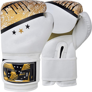 ถุงมือชกมวยหนังพิมพ์ลายอย่างดี พร้อมที่จับมือ ปรับแต่งสีได้ สำหรับทุกเพศ ขนาด 8oz-16oz - Product Image 1
