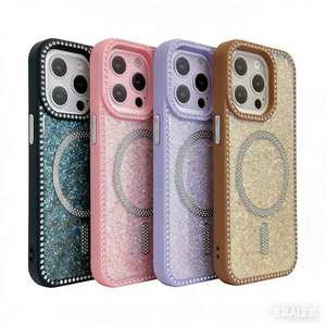 Funda Magnética con Brillo de Diamante Iridiscente para iPhone 17 16 15 14 Pro Max Air 13 12 11 y para Samsung A36/56/16/55/07/17 S24/25u - Product Image 1
