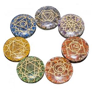 Véritable pierre à 7 chakras protection emf disque orgone chakra cristal artisanat pierres naturelles ensemble de guérison reiki - Product Image 1