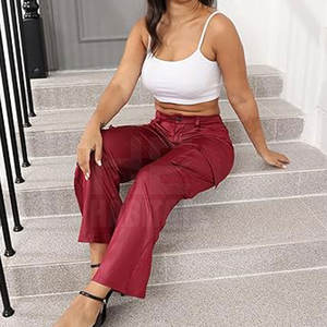 Pantalon en cuir pour femme, coupe classique, cuir véritable de haute qualité, confortable et tendance - Product Image 5