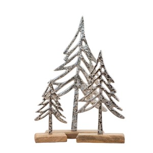 Wholesale Modern Black Matte Cast Iron <b>Christmas</b> Tree Decoration With Wood Base Metal Tabletop Decor Sculpture For Home Use - Product Image 5