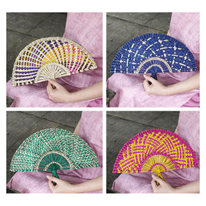 Straw Seagrass Hand <b>Fan</b> Woven seagrass straw <b>fan</b> for tropical décor hand cooling and retail sales Vietnam - Product Image 4