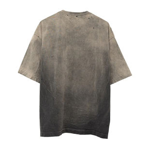 T-shirts personnalisés pour hommes de haute qualité, coupe régulière, poids lourd, col côtelé, Streetwear, logo vierge à l'avant, teint uni 100% coton - Product Image 4