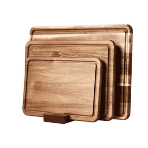 Vente en gros de 3 planches à découper en bois d'acacia rustique naturel avec support taille personnalisée pour viande fromage fruits du Vietnam - Product Image 1