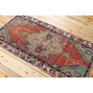 Turkish Small Rug, 2,4x4,5 ft Vintage Rug, <b>Red</b> <b>Wool</b> Rug - Product Image 4