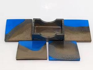 New Production Resin Coasters <b>Set</b> With Ocean Effect Decorative <b>Square</b> Round Epoxy Wood Resin Coaster - Product Image 2