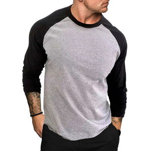 Men's Long-Sleeved Casual <b>Patchwork</b> T-Shirt Knitted Fabric Breathable Solid Style With Turtleneck Collar <b>Top</b> T-shirt for men - Product Image 6