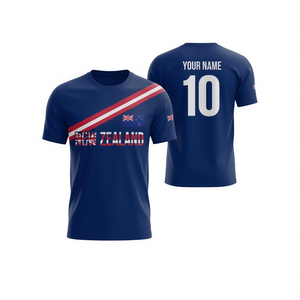 Set di Maglie da Calcio Ispirate alla Nuova Zelanda per Tifosi Blu Navy con Nome e Numero Personalizzati - Product Image 2