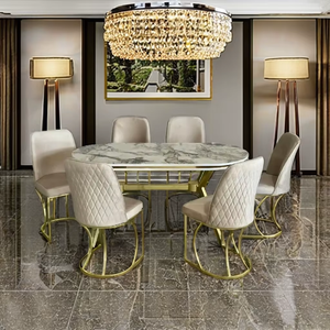 Juego de Comedor de Diseño Moderno Convertible de Metal y Madera para Hogar, Apartamento, Hotel, Restaurante o Villa - Product Image 1