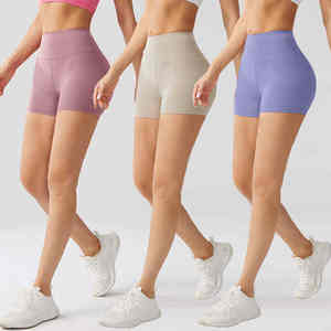 2025 pantalones de entrenamiento de gimnasio de cintura alta personalizados para levantar glúteos, pantalones cortos de Yoga sin costuras para mujeres, transpirables, sólidos de alta calidad - Product Image 3