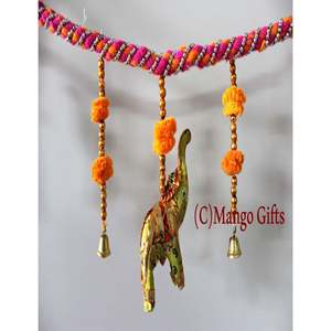 Handmade Bohemian <b>Elephant</b> Toran Door Hanging 90 cm Length Colorful Indian Cotton Metal Decoration for Living for Diwali - Product Image 1