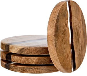 Productos más vendidos Posavasos de madera hechos a mano de alta calidad Posavasos de forma hexagonal hechos a mano Juego de arte en madera de 4 - Product Image 2