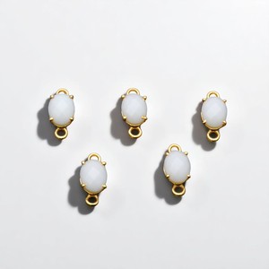 Bohème 13x6mm blanc Agate pierre précieuse pendentif ovale à facettes plaqué or connecteur de réglage pour la fabrication de bijoux chrétiens bricolage - Product Image 1