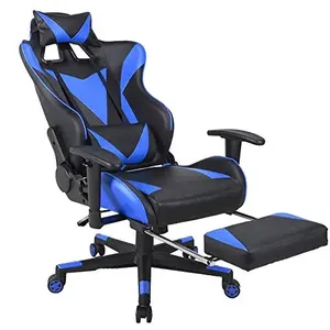 เก้าอี้เล่นเกมปรับเอนได้สีน้ำเงินสำหรับนักแข่งใหม่