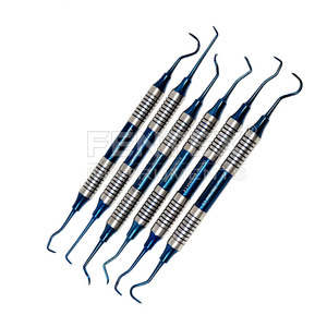 Juego de 6 uds de escaladores de hoz con mango hueco, Instrumentos dentales de acero inoxidable de doble punta de titanio azul - Product Image 2