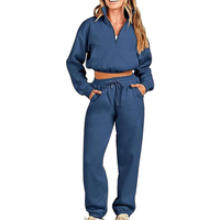 Conjunto Deportivo de Yoga para Mujer al por Mayor, Mezcla de Poliéster/Spandex, Sudadera Holgada, Pantalones Jogger, Chándal Personalizable